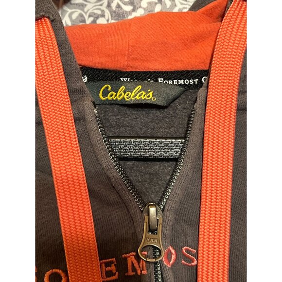 Cabelas Brown & Orange Hooded Sweatshirt Size S - Picture 8 of 10
